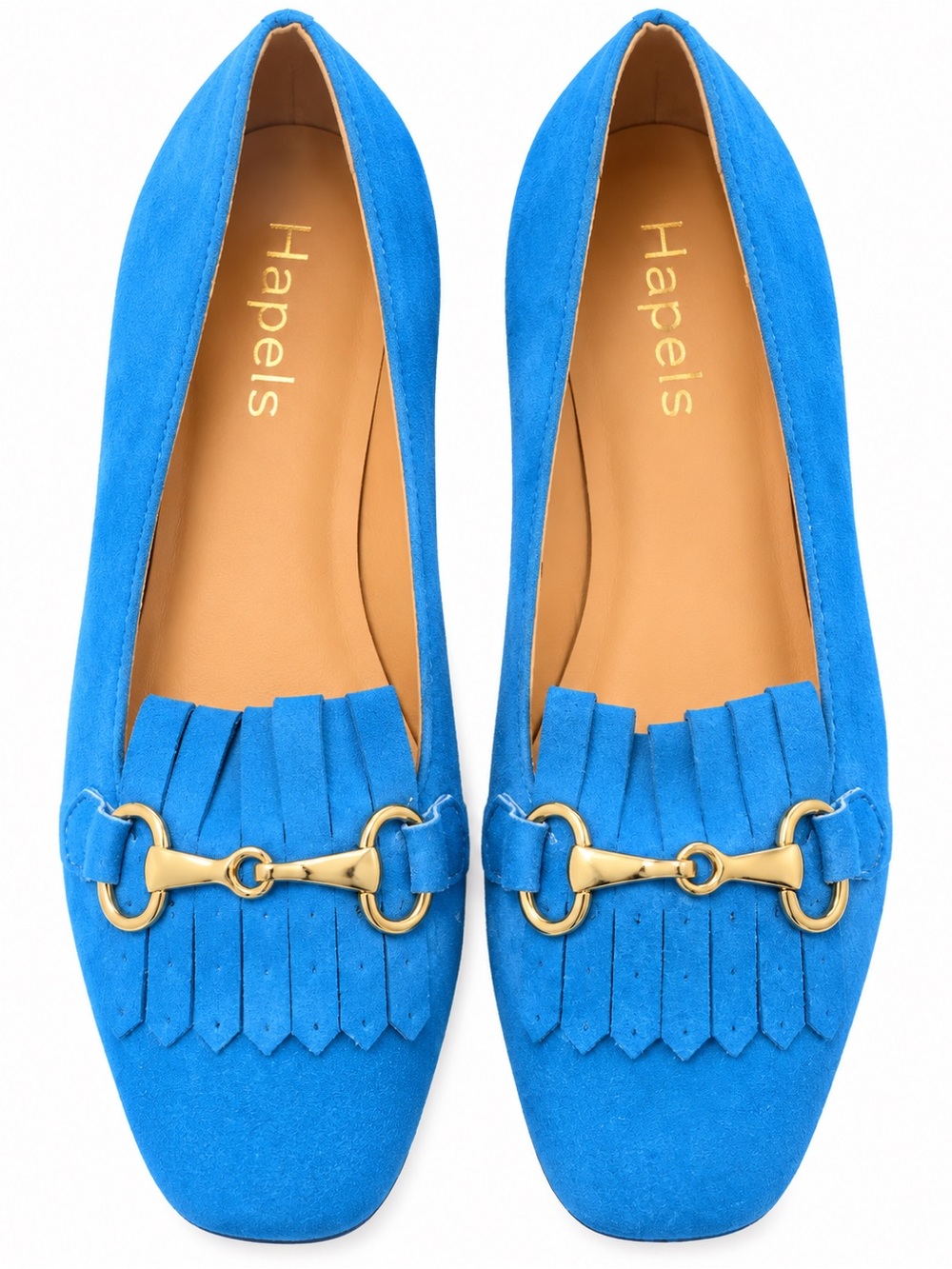 Hapels Blue Suede-Feel Loafers Horsebit Fringe Never Worn